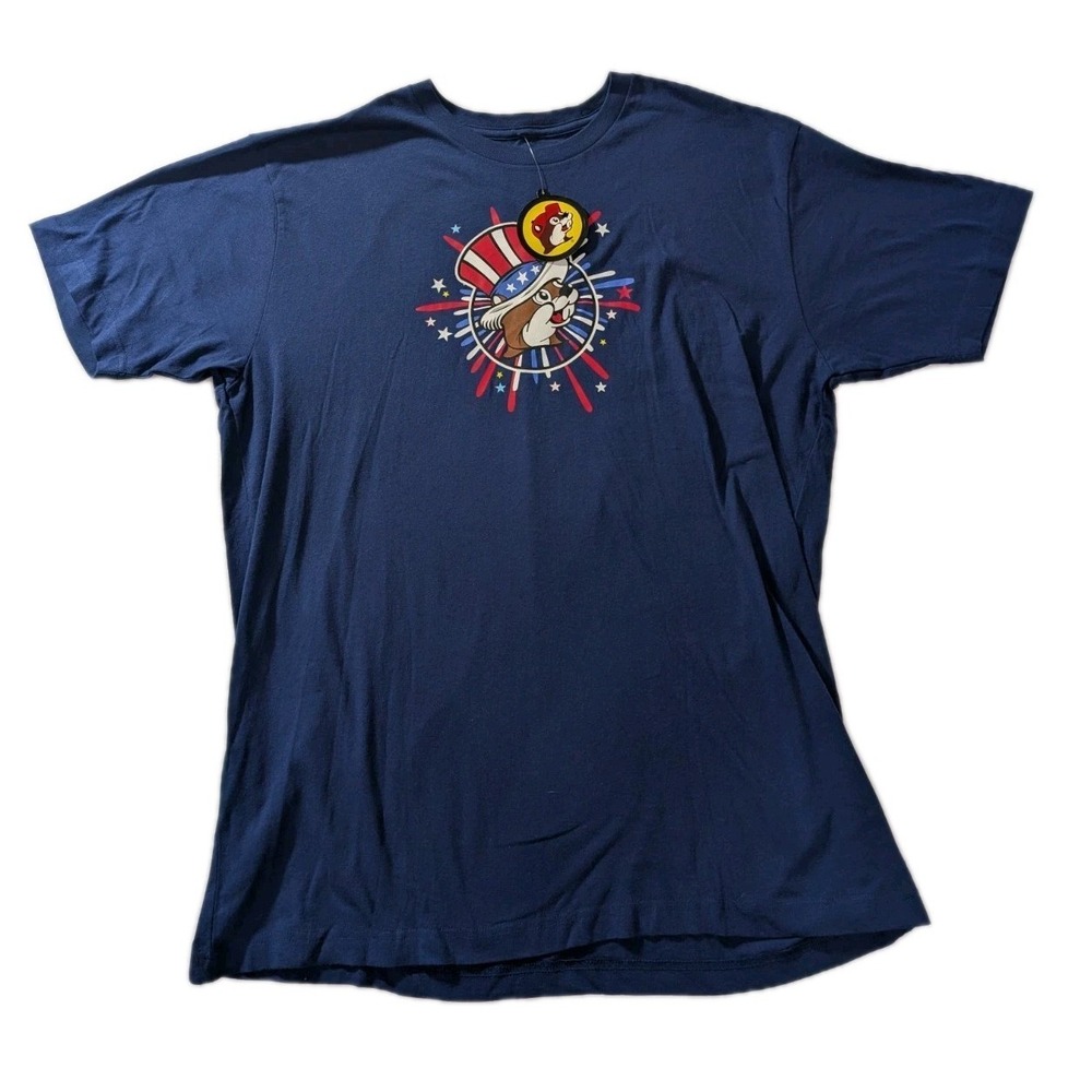 Buc-ee's Beaver Graphic T Shirt Mens XL Blue Patriotic‎ Fireworks 2024 NWT